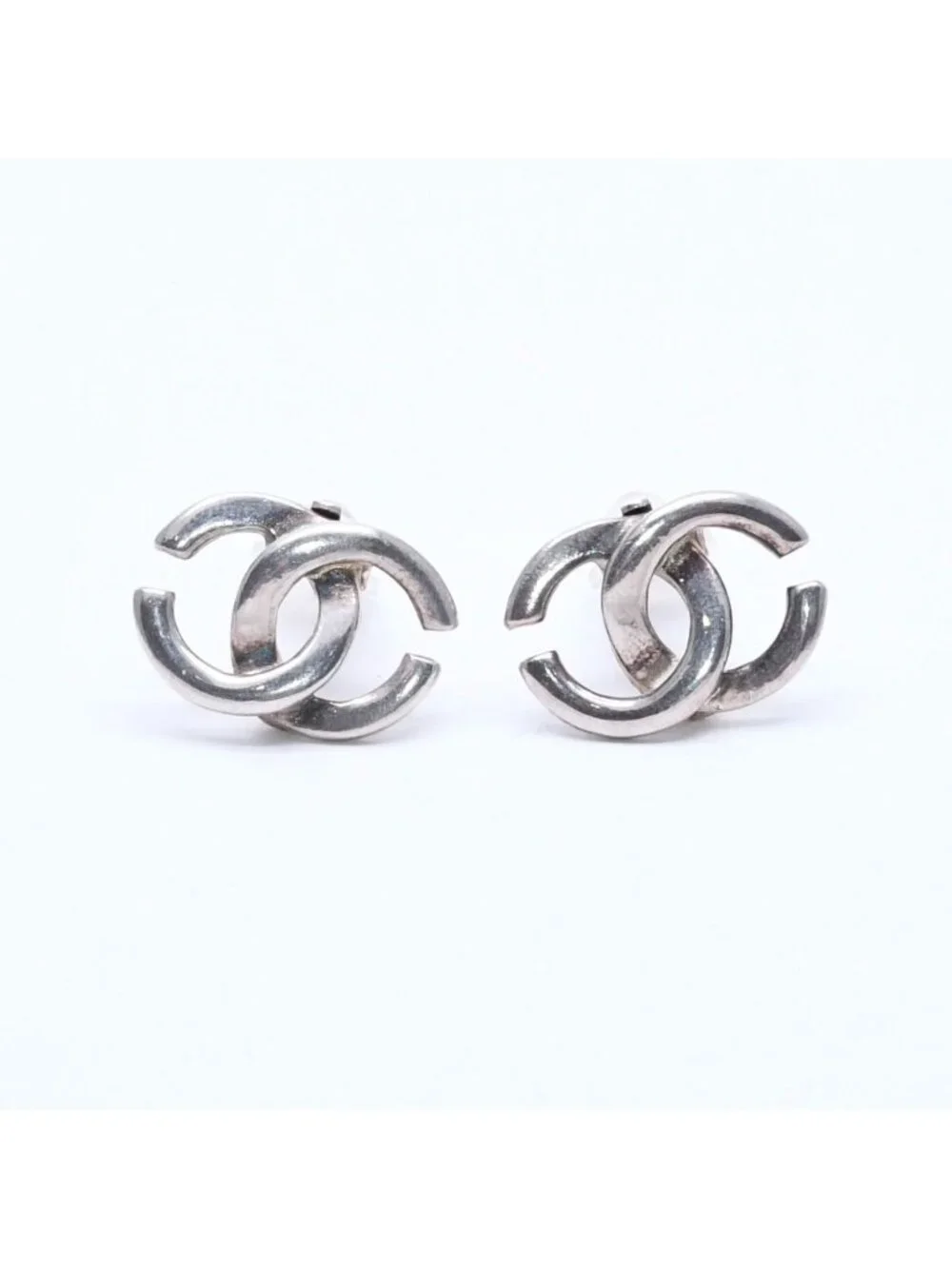 Chanel Earrings CC Logo 01 Silver Metal